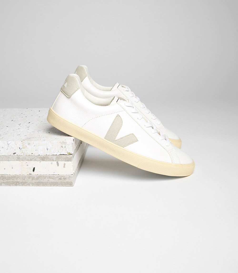 Tenis Veja Hombre - Esplar Chromefree Cuero - Blancos/Beige - 735GAHWOU